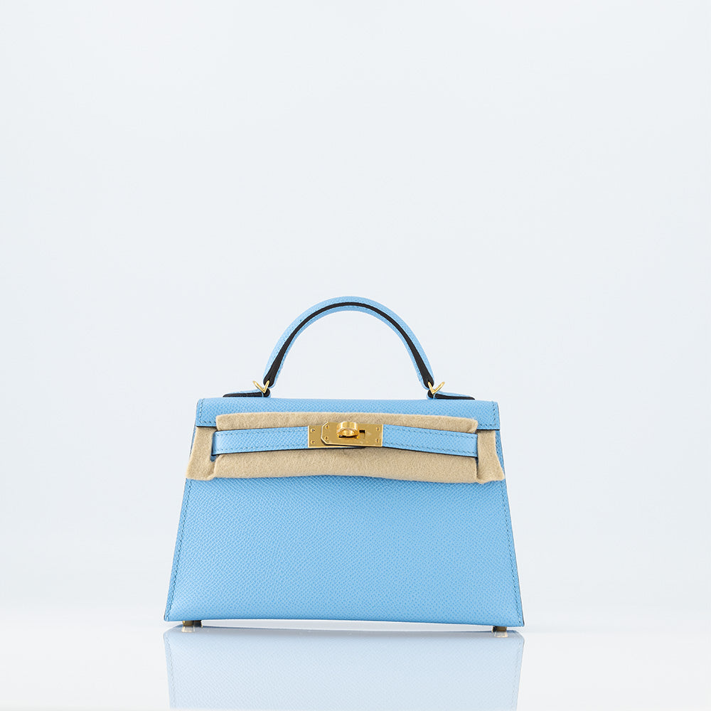 Mini kelly 20 blue color gold hardware epsom leather